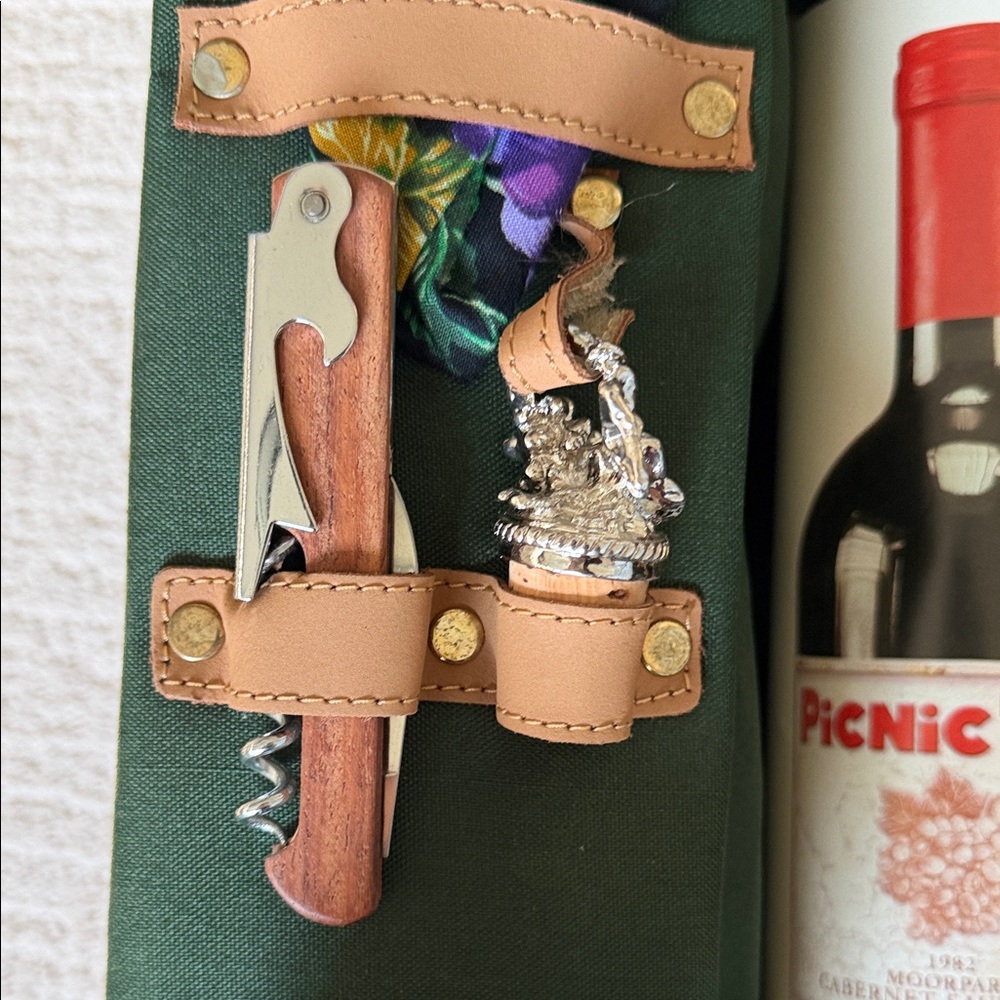 NWT Vintage Picnic Time “Bacchus” Rattan Insulated Wine Basket Shoulder Strap - Picture 5 of 15